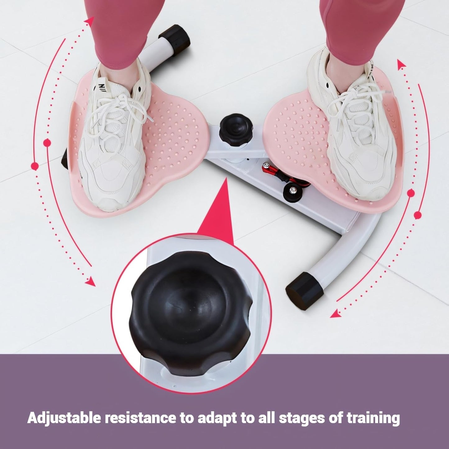 220 lbs Noiseless Anti-Slip Waist Twister Board - Ab Machine with Resistance Bands for Core Exercise & Slimming Waist, Home Gym Equipment Women & Men