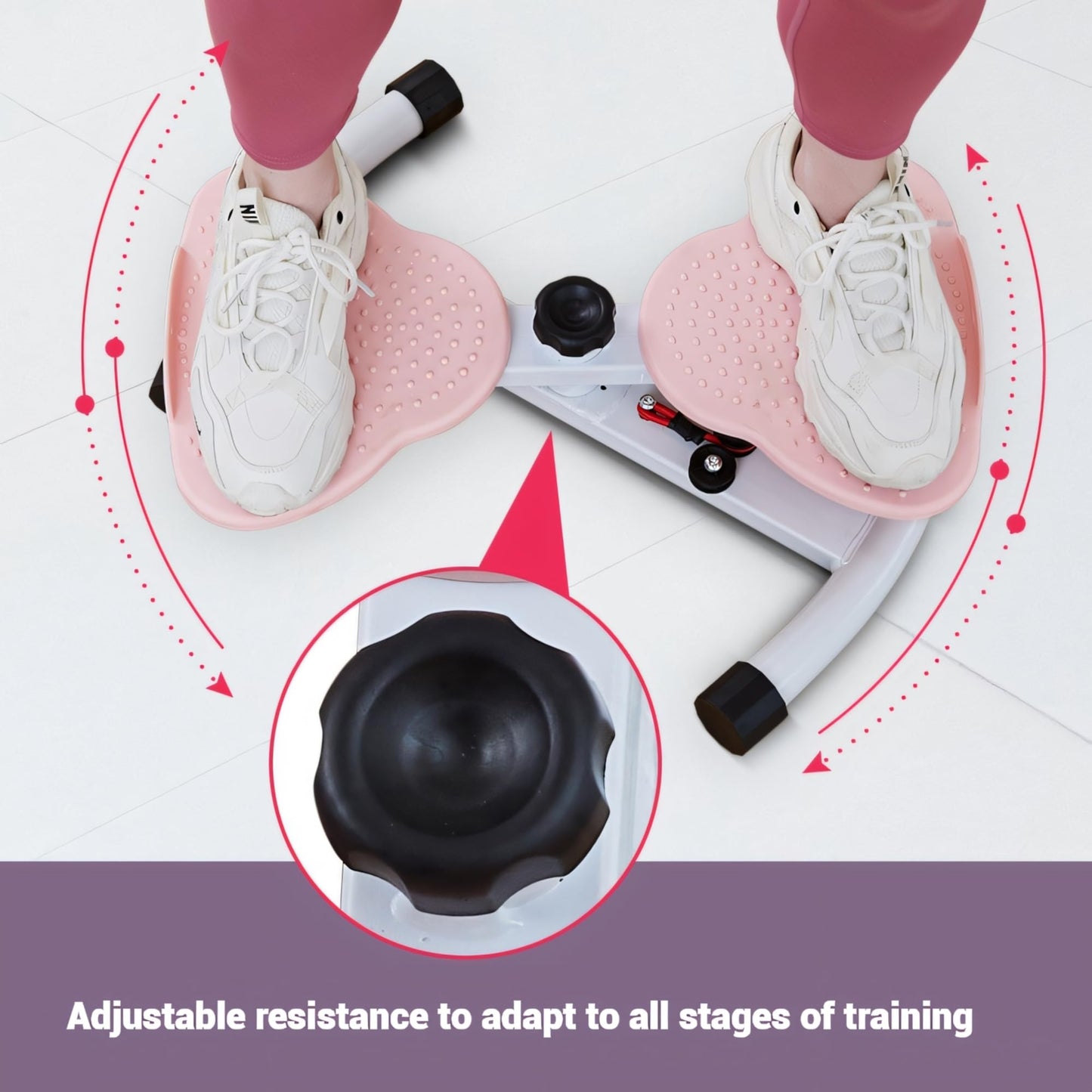 220 lbs Noiseless Anti-Slip Waist Twister Board - Ab Machine with Resistance Bands for Core Exercise & Slimming Waist, Home Gym Equipment Women & Men