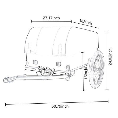 Foldable Bike Cargo Trailer with Universal Hitch, 88 lbs Capacity Bicycle Wagon Trailer with 16" Wheels & Removable Waterproof Cover, Heavy-Duty Storage Cart for Shopping, Camping & Moving