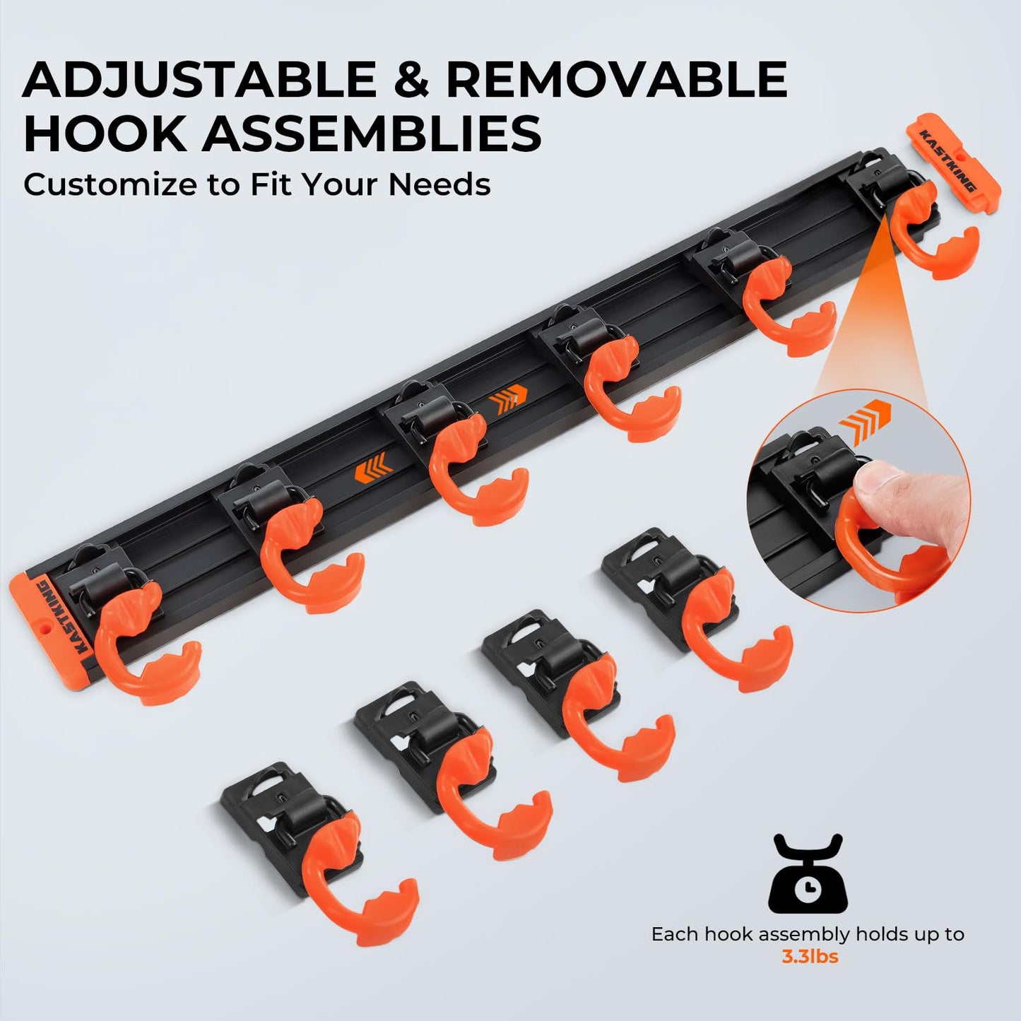 KastKing V10 Pivot Grip Fishing Rod Holder–Adjustable, Space-Saving Wall-Mounted Rod Holder, 10 Polymer-Coated Steel Hooks, Expandable Storage System, Holds 10 Rod & Reel Combos, 1 Pack