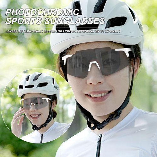 Xiyalai Photochromic Cycling Glasses Sports Sunglasses for Men Women Running Biking UV400 Protection