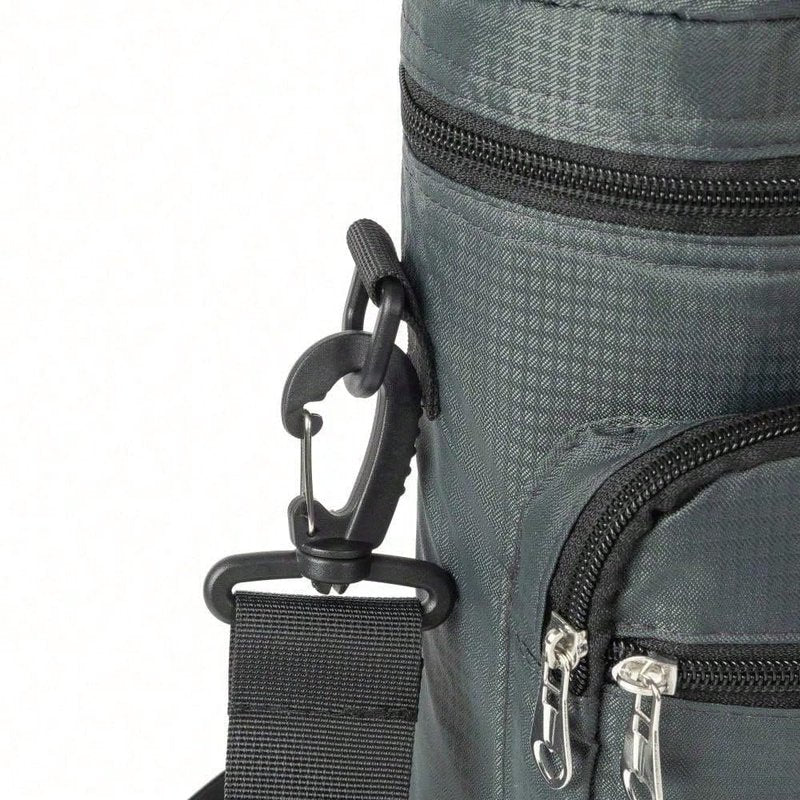 Insulated Water Bottle Carrier Bag - 50oz/67oz Thermal Bottle Pouch with Adjustable Shoulder Strap, 2 Zipper Pockets, Neoprene Sleeve for Hiking, Camping, Travel - Keeps Drinks Cold & Hot (Black)