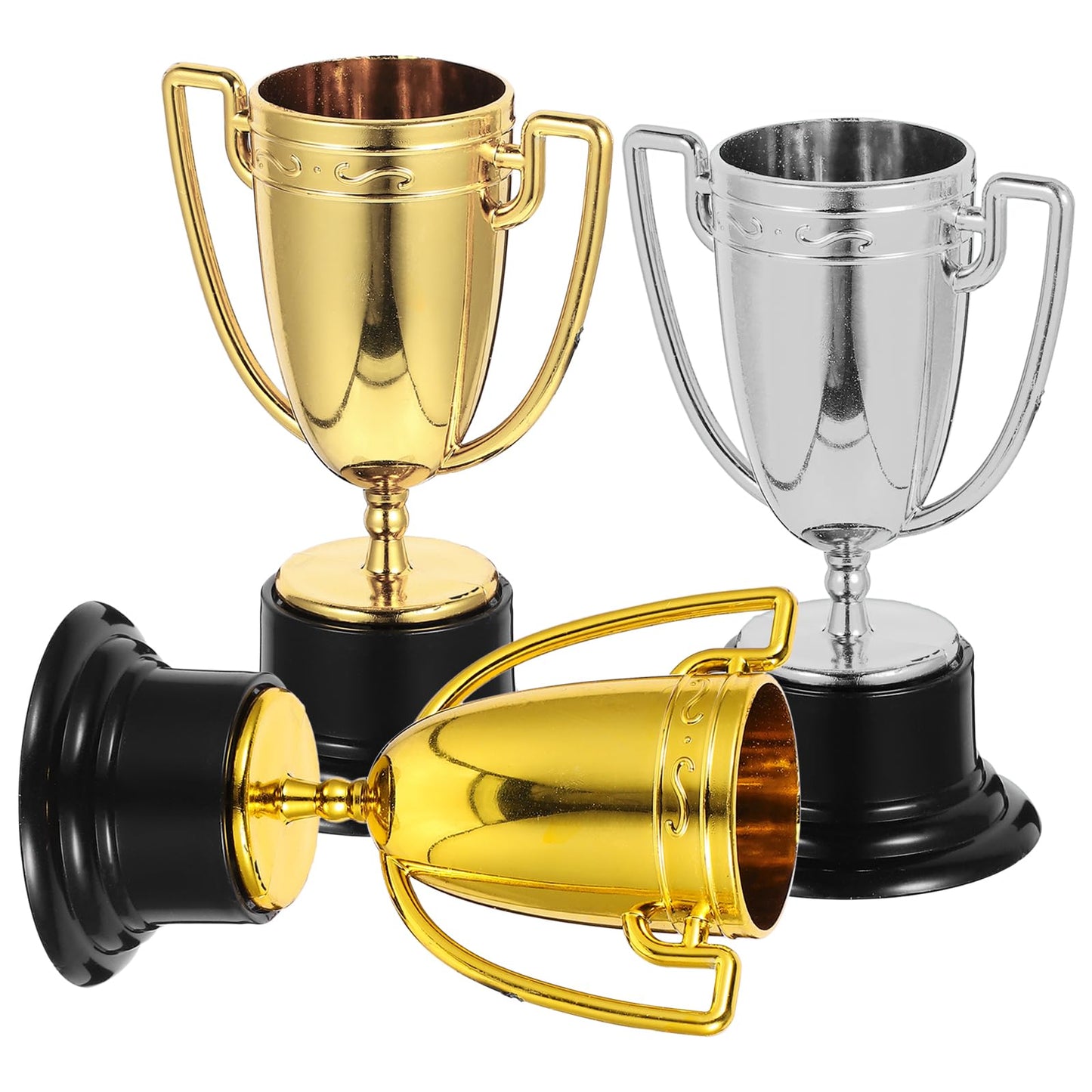 JOINPAYA 3pcs Mini Plastic Trophies Cup: Awards Gold Trophy Shiny Golden Winner Medals Small Bulk Award School Rewards Sport Tournament Prize