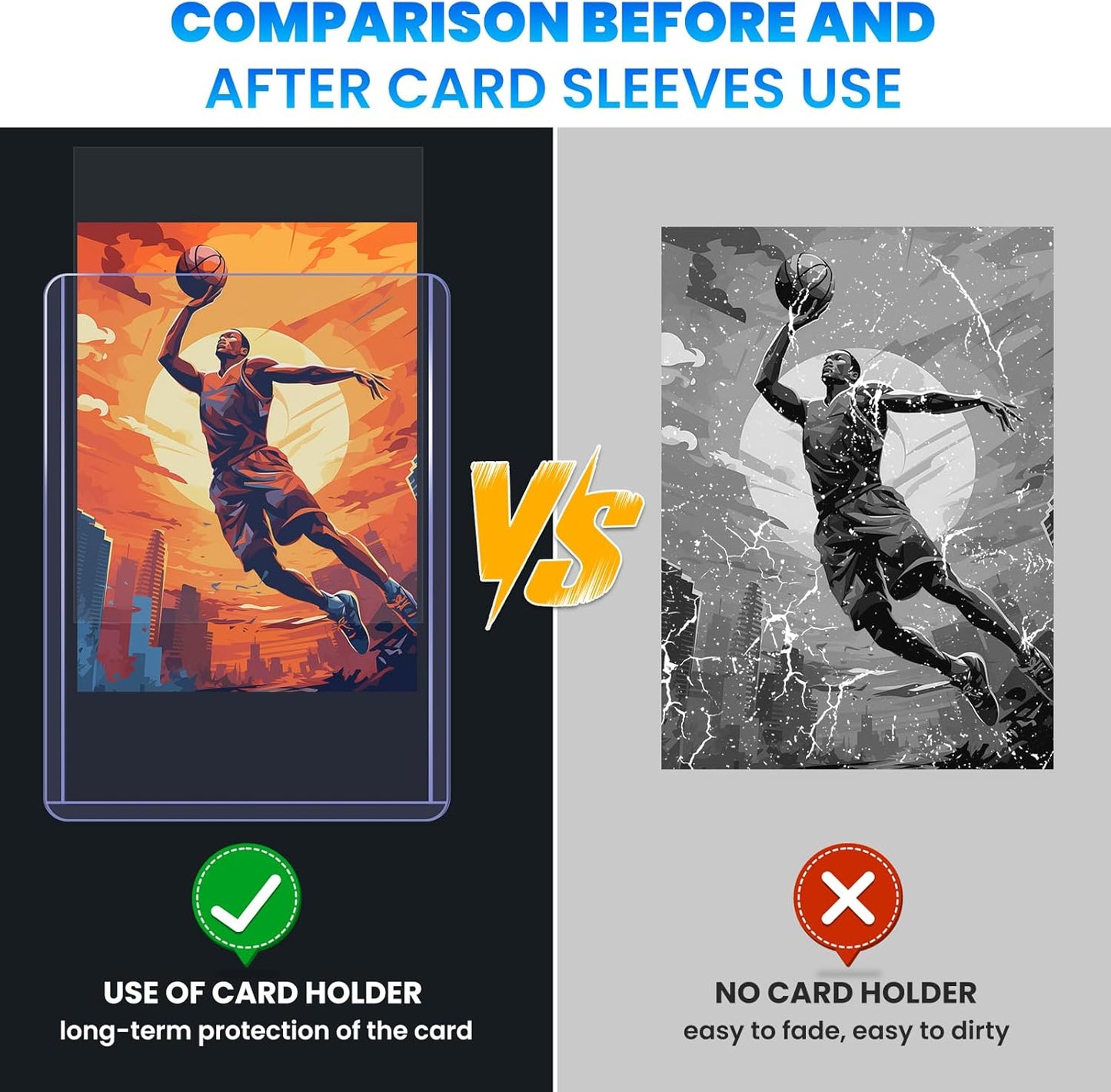 200 Card Sleeves Top Loaders for Cards, 3" x 4" Hard Plastic Toploaders, Baseball Card Protectors, Trading Card Holder for Football Sports Cards (100 Toploaders + 100 Penny Sleeves)