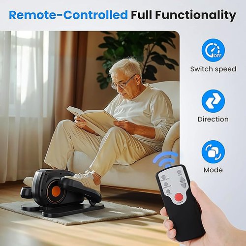 Under Desk Elliptical Machine – Electric Pedal Exerciser with 12 Adjustable Speeds, Quiet & Portable, LED Display, Ideal for Seniors & Adults, Home or Office Use (Black)