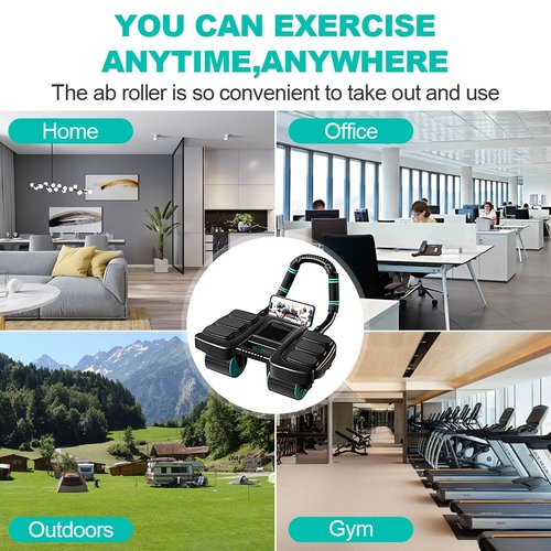 2025 New Automatic Rebound Ab Roller Wheel with Elbow Support & 4-Wheel Design - Core Exercise Equipment for Home Gym, Abdominal Workout Machine for Men/Women, Belly Fat Burner,Portable Fitness Roller Wheel (Black)