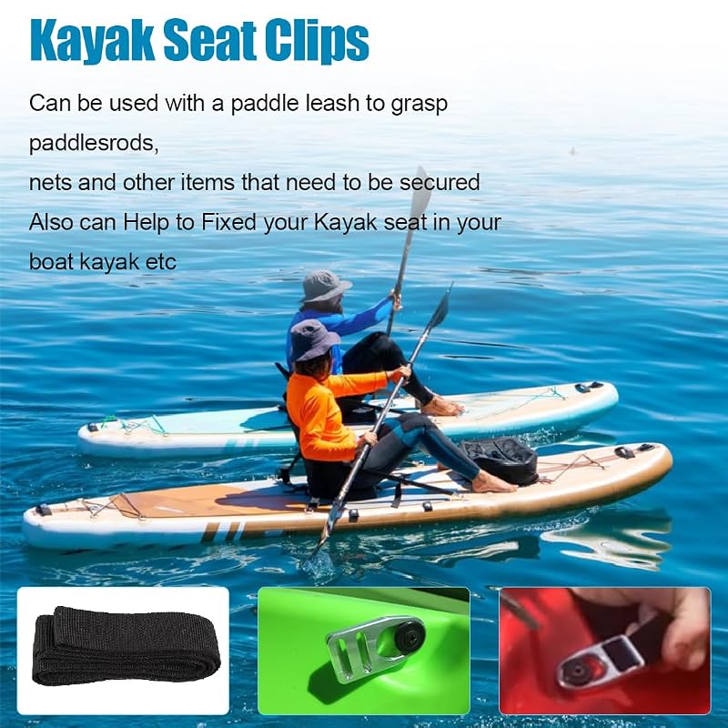 Kayak Seat Replacement Buckle Clips Set of 3 Aluminum Straps w/ Nylon Webbing