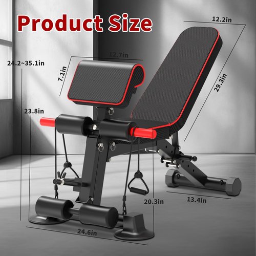 Adjustable Weight Bench,Utility Workout Bench Foldable Incline Decline Benches for Home Gym Full Body Workout,Load 330LBS