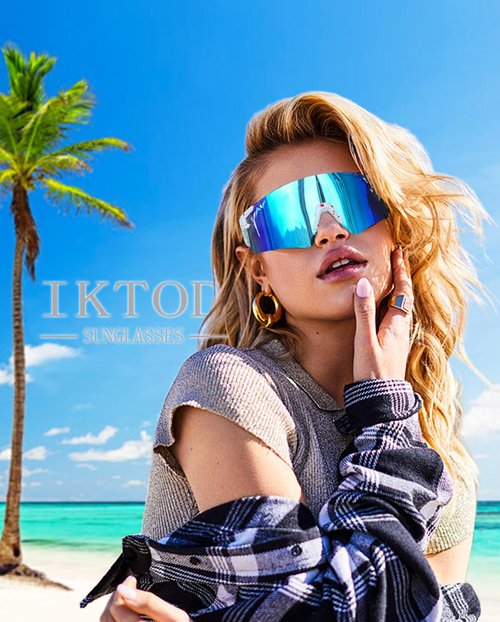 IKTOD Sports Vipers Sunglasses Men Women Anti-UV Baseball Sunglasses Youth Cycling Running Softball Goggles (White Frame Blue Lenses)