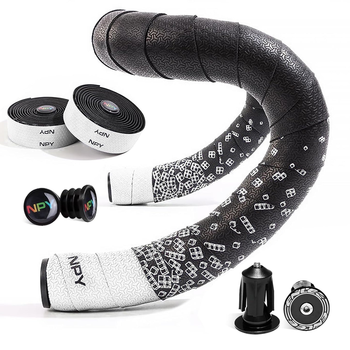 2pcs Bicycle Bar Tape, Bike Handlebar Tape, Road Bicycle Handlebar Tape, Cycling Grip Tape, with 4pcs Handlebar End Plugs, Soft Comfortable, Wear Resistant, Black