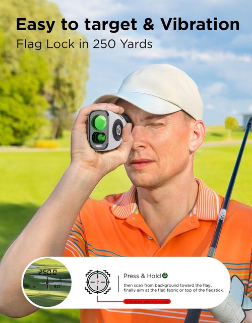 BirdieBeam Golf Rangefinder with Slope, 1200Y Laser Range Finder for Golf, 7X Magnification, Flag Lock with Vibration, Magnetic Cart Mount, Ultra-Clear Display, USB-C Rechargeable, Waterproof