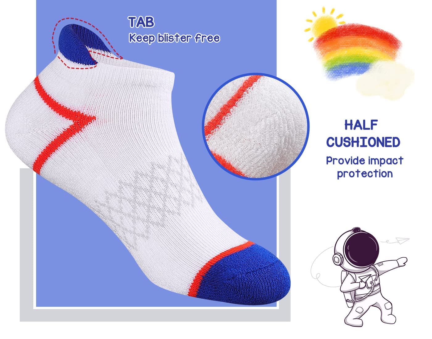 12 Pairs Boys Socks Ankle Athletic Sports Socks With Cushioned Sole For Big Little Kids