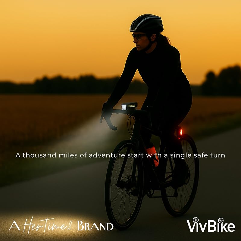 VivBike 300 Lumen Front & Rear Bike Light - USB-C Rechargeable, IPX4 Waterproof