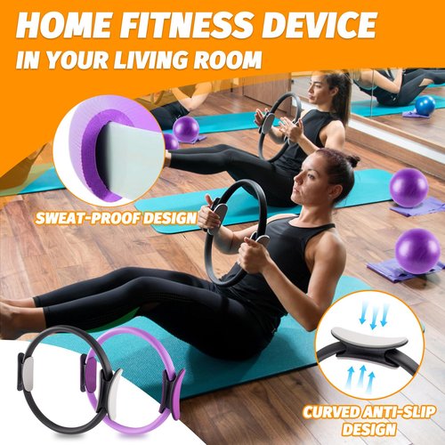 Pilates Ring Set – Home Pilates Equipment for Women Kit with Magic Circle Pilates Ring and Ball Set, Resistance Bands & Massage Balls & Exercise Bands for Toning,Flexibility & Core Strength