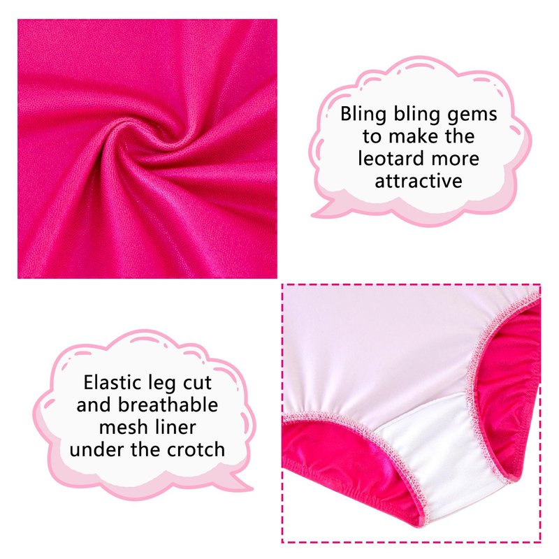 DAXIANG Gymnastics Leotard Girls Shiny Dance Practice Outfits One Piece Tumbling Clothes for Girls' Classic Leotard Hot Pink 3-4T