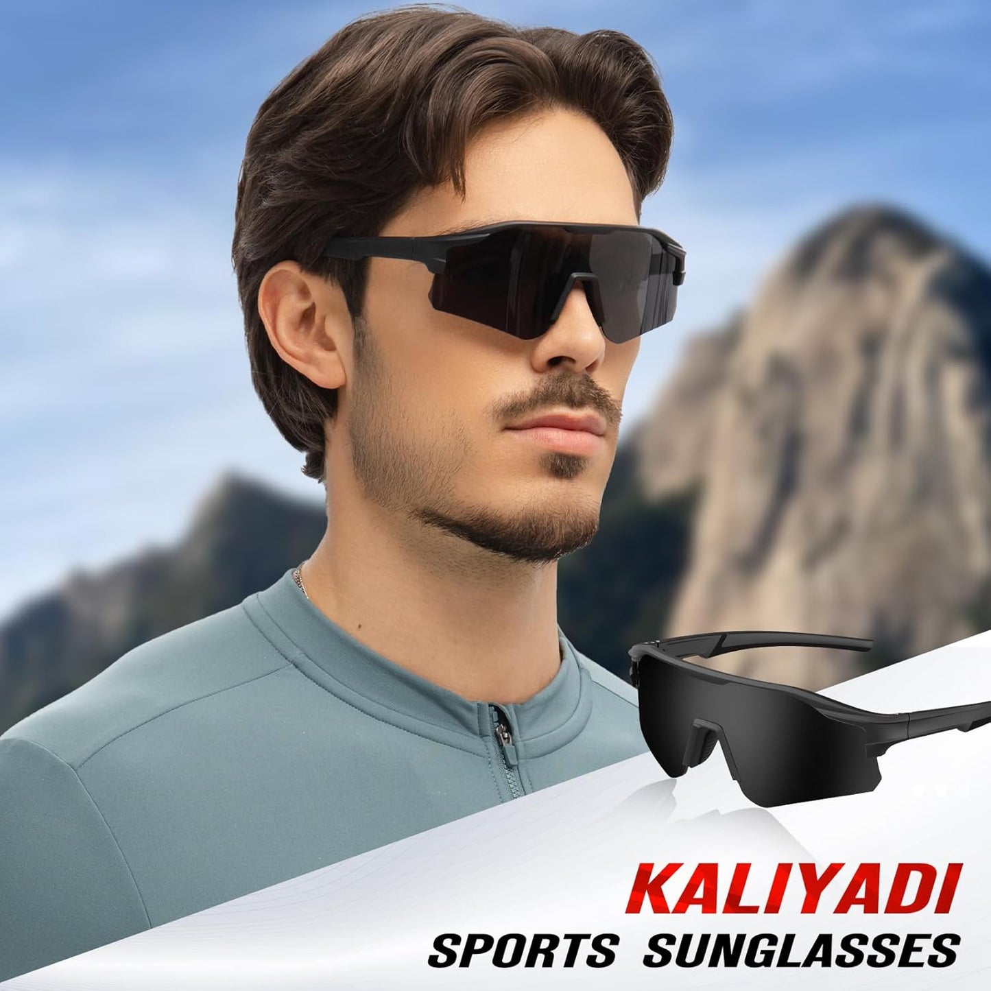KALIYADI Mens-Sunglasses Polarized Cycling-Sunglasses: Men Women Sports Sun Glasses UV400 Protection for Running