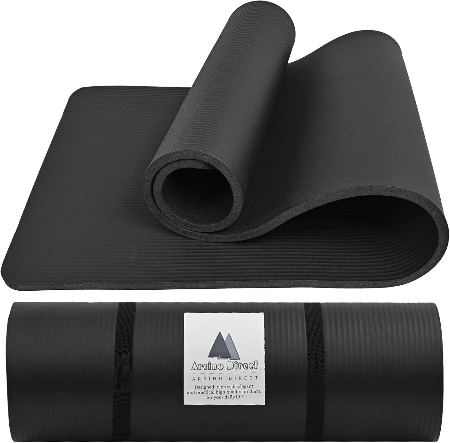 1/2 Inch Thickness Exercise Mat, Anti-Tear and Anti-slip Exercise Yoga Mat High Density with Carrying Strap, Suitable for Various Exercises Indoor and Outdoor