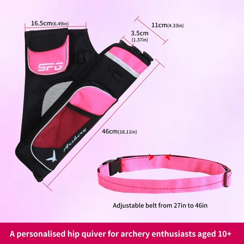 SOPOGER 3/4 Tube Archery Hip Quiver for Arrows Bow Belt Waist Hanged Quiver Fit for Compound Bow and Recurve Bow Target Archery (Pink(3 Tube))