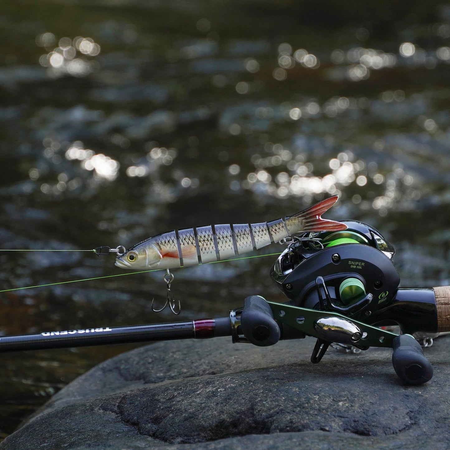 TRUSCEND Easy Catch Swimmax, Magic Noisy Turbulent Wiggling and Vibrating Actions for More Bites, Segmented Swimbait Jointed by Dyneema Strongest Fiber, Lifelike Fishing Lures for Relax Family Fishing