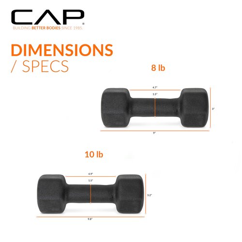 CAP Barbell 56 LB Set of Neoprene Dumbbells with Rack Black | 2, 3, 5, 8, 10 LB pairs