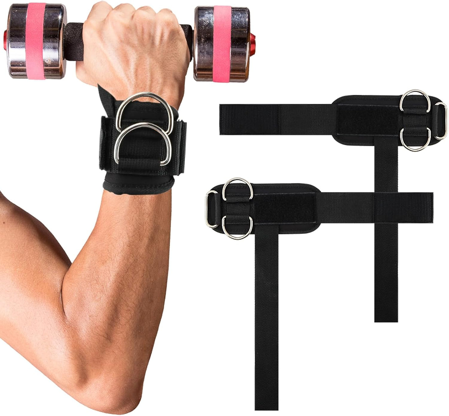 2pcs Weight Lifting Straps with D Ring 13" Long Wrist Straps for Weightlifting Deadlift Strap Heavy Duty Lifting Wrist Strap for Cable Machines
