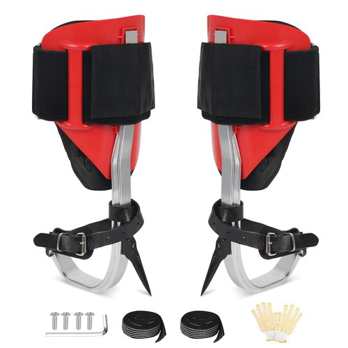 YCBTREE Professional Tree Climbing Spikes Kit - Upgrade Adjustable Climbing Step Gear, for Tree Fruit Picking Climbers, Logging, Hunting Observation (Red)