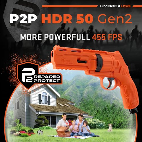 Umarex T4E P2P HDR 50 GEN 2 Self & Home Defense, Less Lethal .50 Cal Paintball Pistol Orange Limited Edition with 5X Mag .50 Cal and 5x12 g CO2 Tanks Bundle
