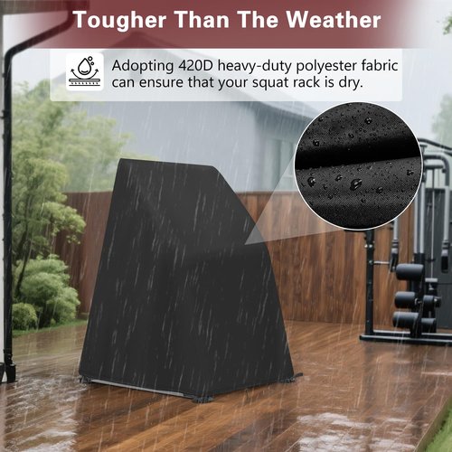 Safipotts Squat Rack Cover Compatible with K KiNGKANG, 420D Heavy Duty Waterproof Workout Equipment Cover with Corner Buckles, Fitness Equipment Covers with Drawstring, Black