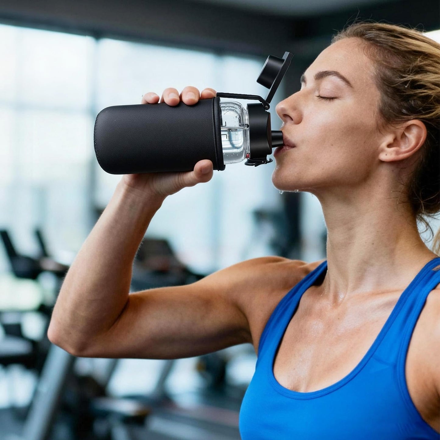 Neodaco 24 OZ Glass Shaker Bottle, Odorless Shaker Bottle with 304 Stainless Steel Ball and Removable Cleaning Brush for Fitness Protein Mixes