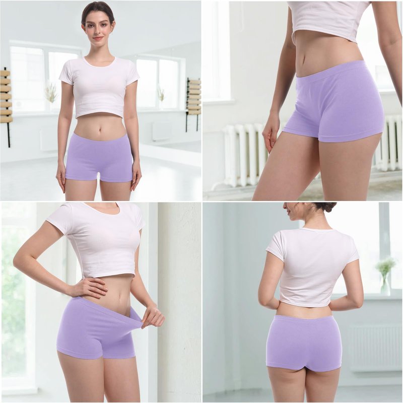 PSEFNAGX 6 Pieces Stretch Comfort Women Boyshort Fall Plate Sexy Panty Underwear Size Small