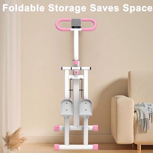 Stair Stepper for Home,Vertical Climber Workout Machine,Stair Stepper with Handlebar for Full-Body Exercise Stair Stepper with Stable Frame Adjustable Handlebar (Pink)