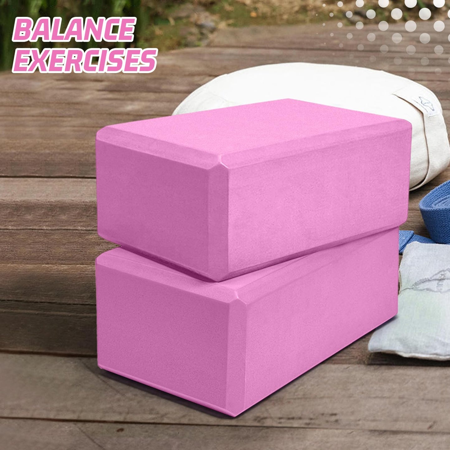 2025 Biguphate Yoga Blocks 9x 6x4 Inch,EVA Foam Yoga Block Supportive Latex-Free, Non-Slip Exercise Blocks, Yoga Accessories for Pilates, Meditation, Balance, Stretching and Deep Poses(Magenta)