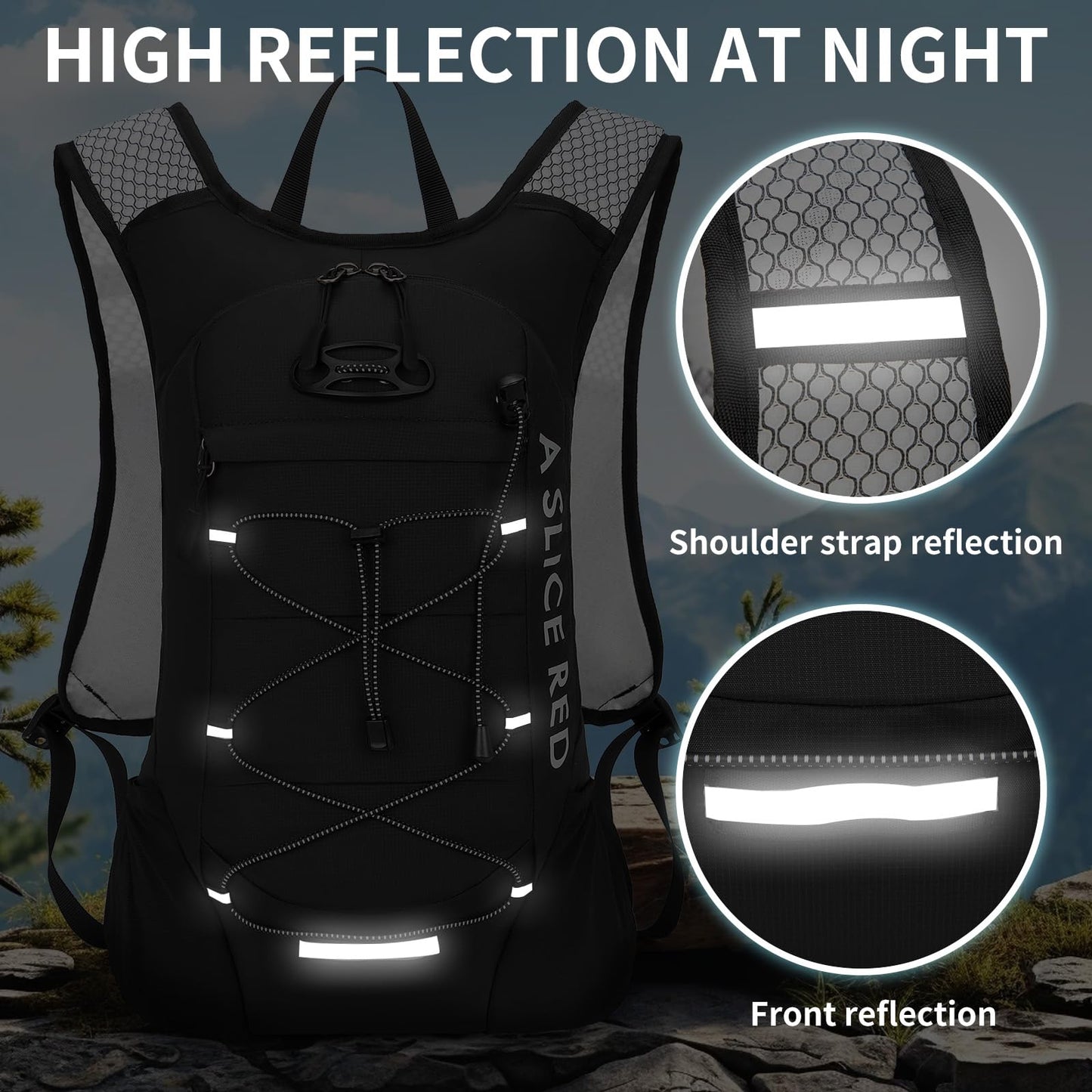 Hydration Backpack, Running Water Backpack with 2L Bladder, Hydro Water Daypack for Men Women Cycling Hiking Rave
