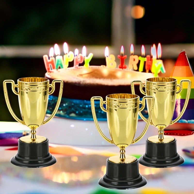 PATIKIL 3.22 Inch Mini Trophies, 12 Pcs Silver Award Trophy Cups Plastic Small Silver Trophies Award for Sports Tournament Competitions Party Favors Props Winning