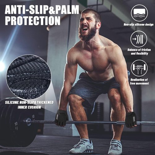 RIGWARL Workout Gloves, Lightweight Fitness Gloves with Full Palm Protection and Excellent Grip for Men Women, Weight Lifting Gloves for Cycling Pull ups Exercise (Thin Padding-Black, M)
