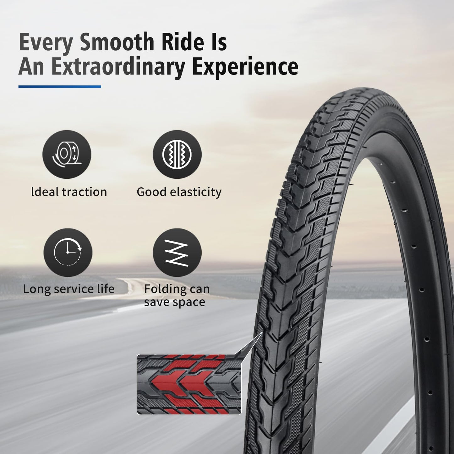 24 Inch Bike Tires Replacement Kits 2 Pack, HUIOK 24x1.75 Bicycle Tire Folding 24 Bike Tire Replacement with 2 Tubes and 2 Levers Suitable for Bicycle Tires 24x1.75 24x1.95 24x2.0