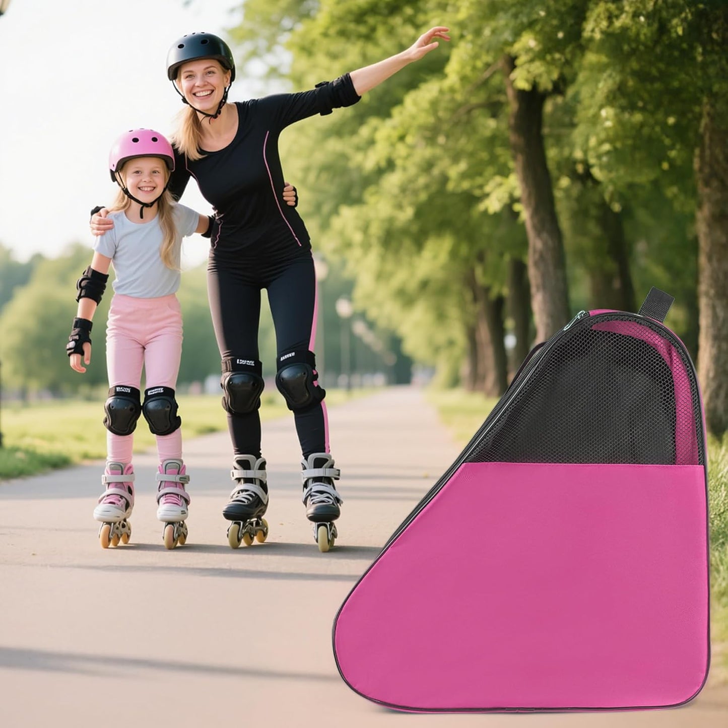 Ice Skate Bag, Large Capacity Roller Skate Bag for Both Kids and Adults, Breathable Figure Skating Bag with Adjustable Shoulder Strap Fit for Roller, Ice, Inline Skates