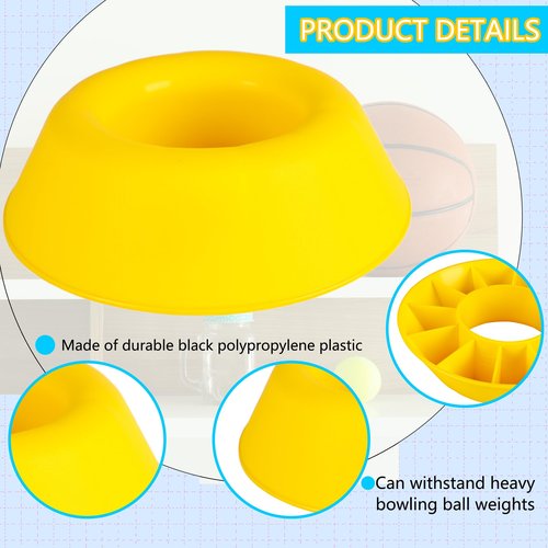 Norcoin 18 Pack Bowling Ball Cup Stand Plastic Bowling Ball Holder Ring Colorful Sports Ball Cup Display Stand for Softball Bowling Basketball Football Volleyball Souvenir Base Stand