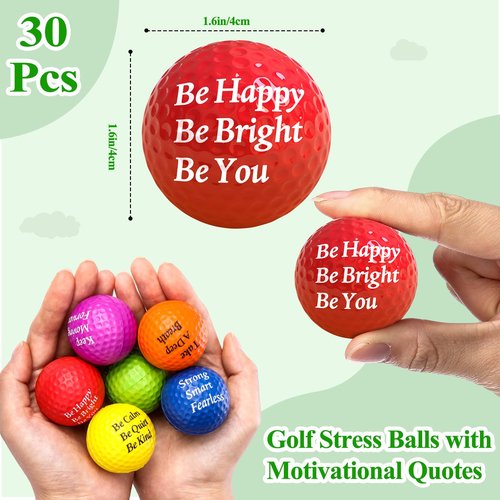 Blulu 30 Pieces Foam Golf Practice Balls with Motivational Quotes, 1.57 Inch Soft Golf Balls Party Favors Fun Stress Relief for Gift Bag Fillers Use Indoors or Outdoors