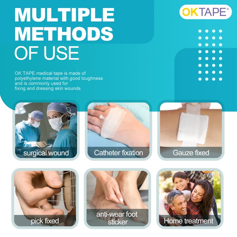 OK TAPE OKPore Medical Surgical Tape Nonwoven (Pack of 6) - First Aid Surgical Tape Hypoallergenic and Breathable for Wound Dressing Care - 2in x 10yds