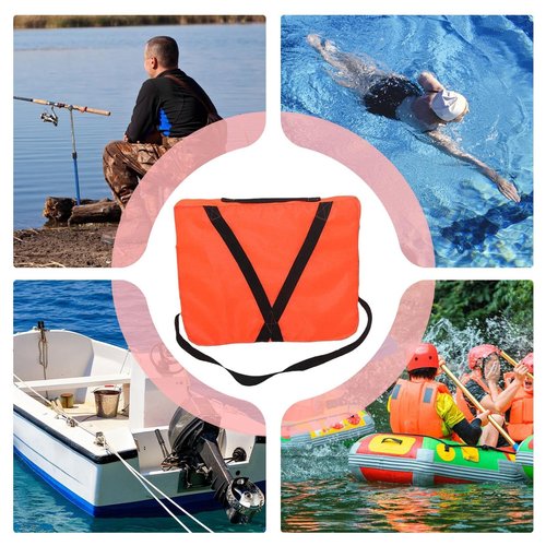 Boat Throwable Flotation Device, 18x14in High Buoyancy Boat Throw Cushion with Strap Water Proof, Emergency Throwable Flotation Device, Swimming & Rescue Boat Throwable Flotation Device (2)
