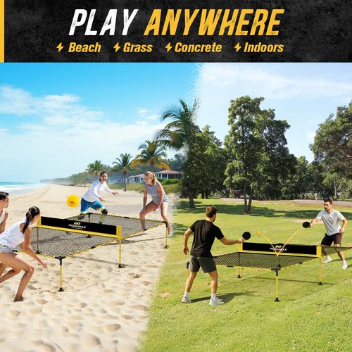 PodiuMax Outdoor Family Game Table Tennis Table, Portable Ping Pong/Pickleball/Volleyball Sport Net, Outdoor Game Set for Adults and Family, Ping Pong Tables for Backyard & Beach & Park