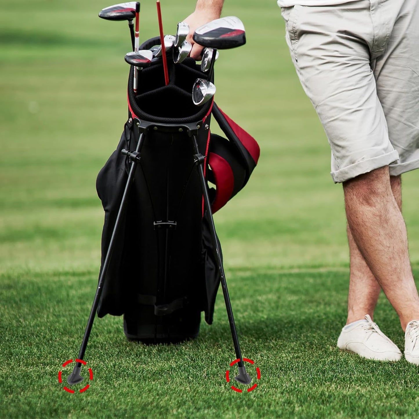 2 Pcs Golf Bag Stand Replacement Feet Wear-Resistent Golf Bag Stand Attachment Accessories Strong Grip Easy to Install