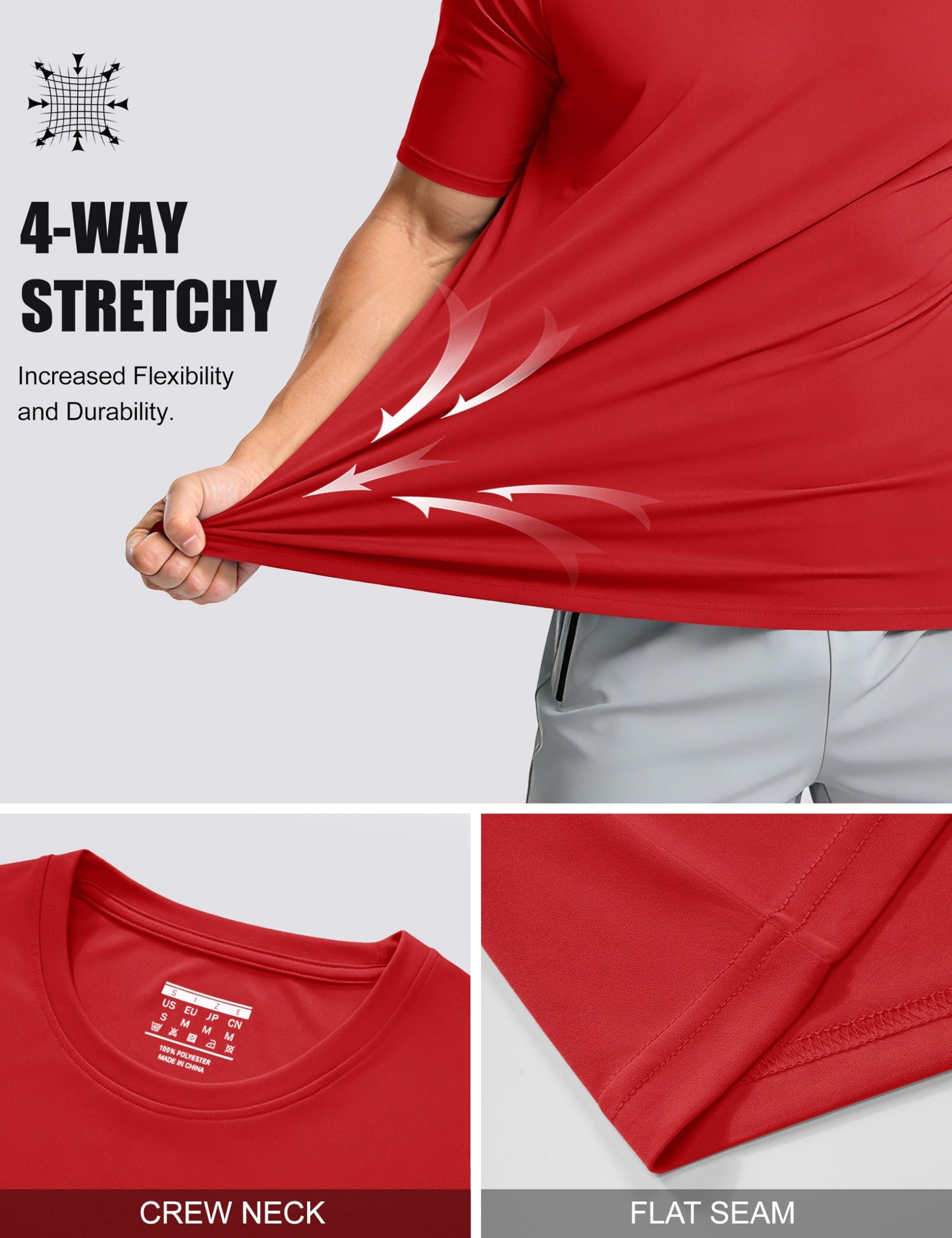 Athletic T-Shirts for Men Soccer Shirts Quick Dry Top Tee Rash Guards Running Shirt Dry Fit Lightweight Sun Shirts Gym Active T-Shirt