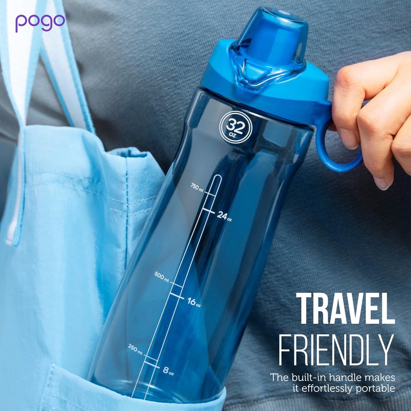 Pogo BPA-Free Plastic Water Bottle with Chug Lid, 18 Oz, Purple