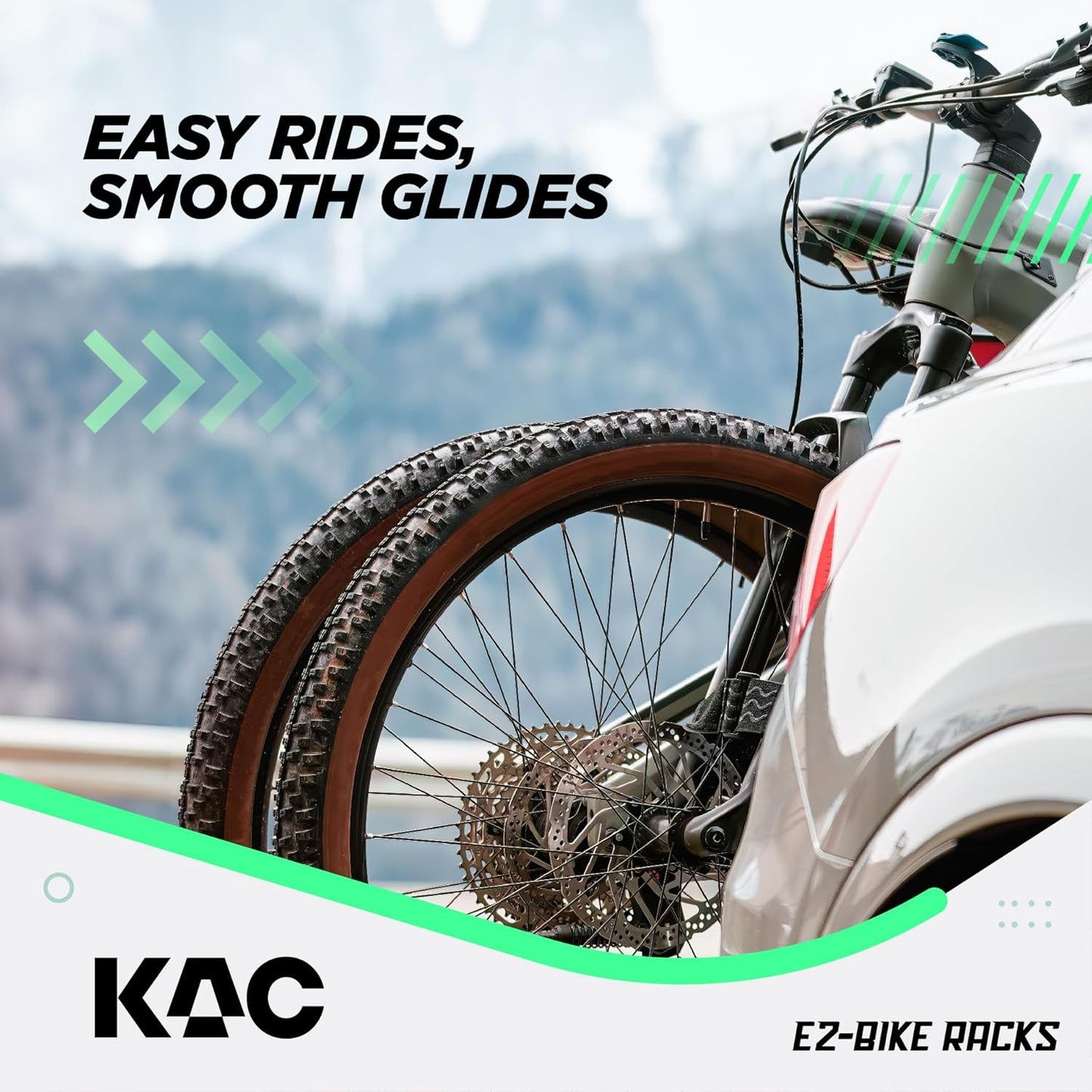 KAC E2 1.25" & 2" Hitch Mounted Rack 2-Bike Platform Style Carrier for Standard and Fat Tire Bicycles - 2 Bikes X 30 lbs (60 lbs Total) Heavy Weight Capacity - Hitch Adapter Included