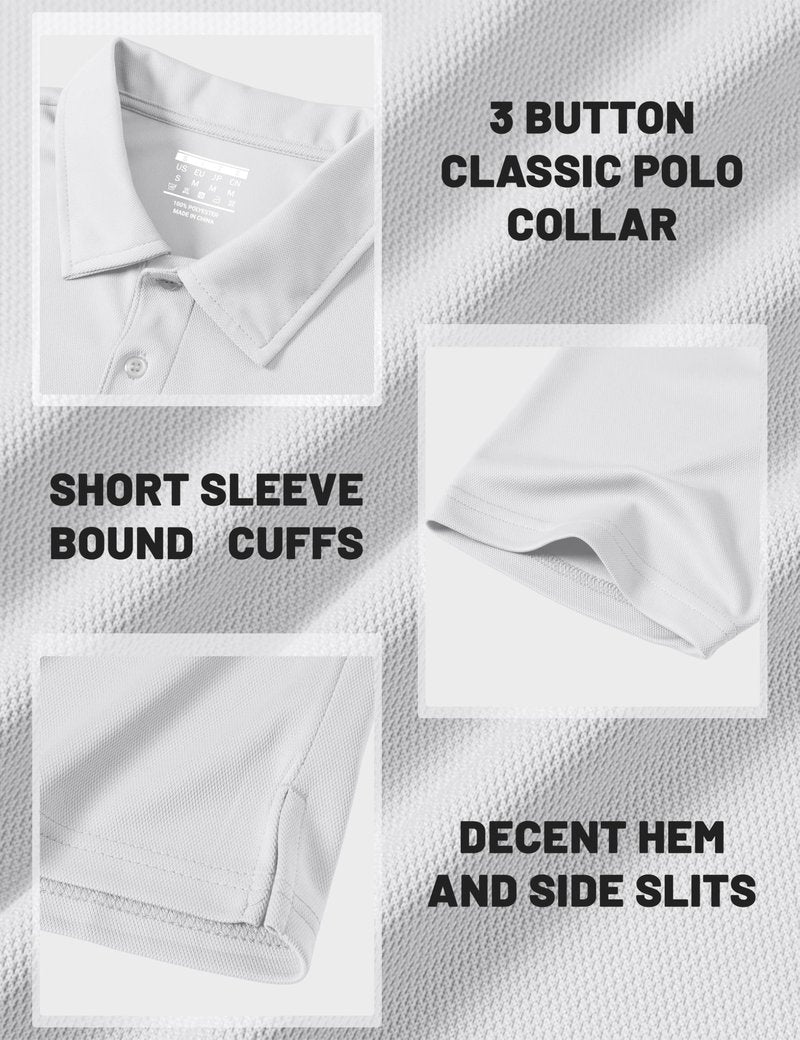 MAGCOMSEN Men's Polo Shirts Short Sleeve Athletic Pique Golf Shirt Dry Fit Performance Casual Work Polos for Men
