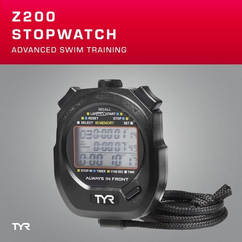 TYR Z200 Stopwatch – Professional Digital Timer with Split Memory, Water-Resistant, Ergonomic Design for Swim, Track & Field, and Sports Training