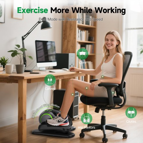 YOSUDA Under Desk Elliptical Machine, Ellipse Leg Exerciser for Seniors with 10 resistances & speeds,Black Green