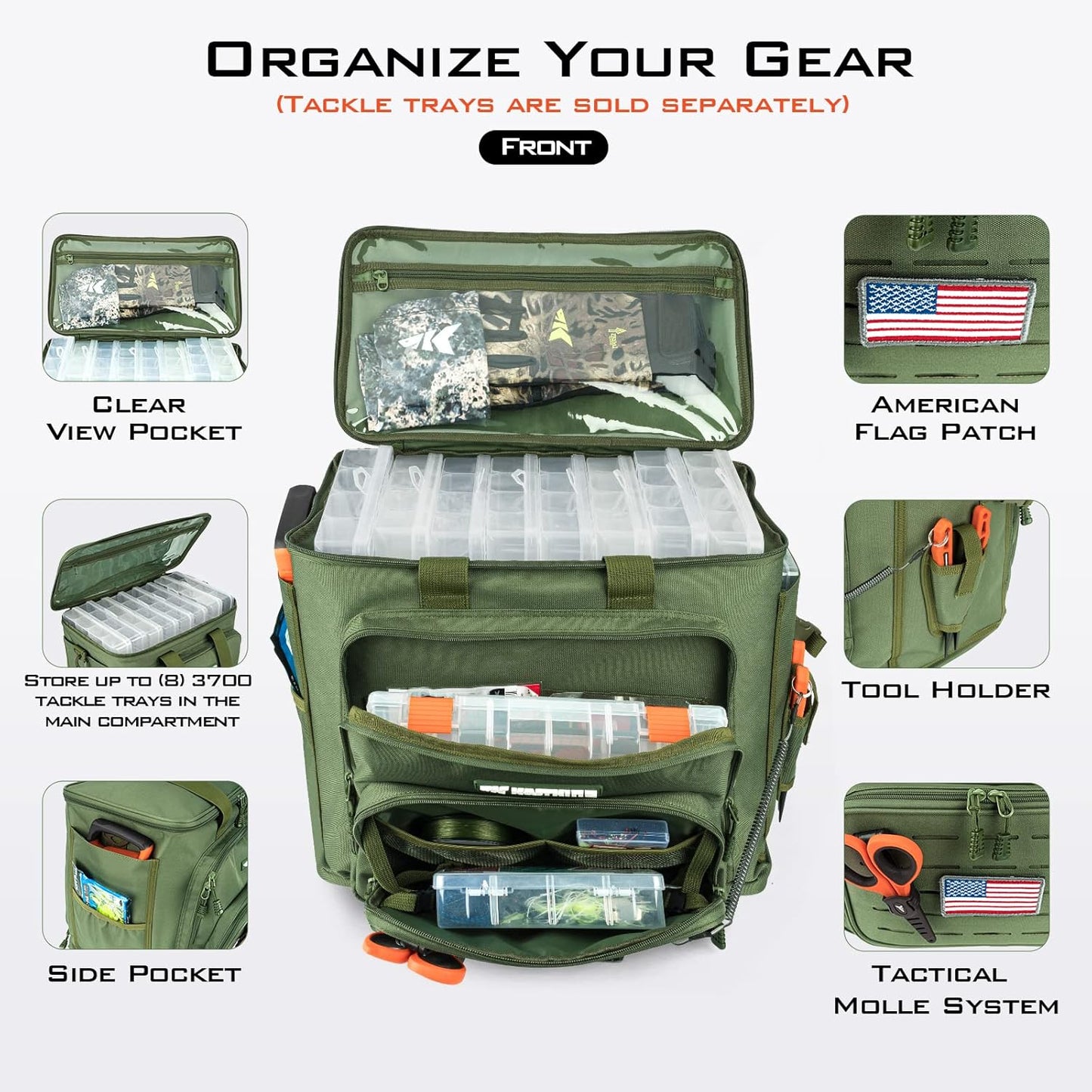 KastKing Fishing Tackle Bags - Saltwater & Freshwater Fishing Bags - Water Resistant, Padded Shoulder Strap - Gear Storage